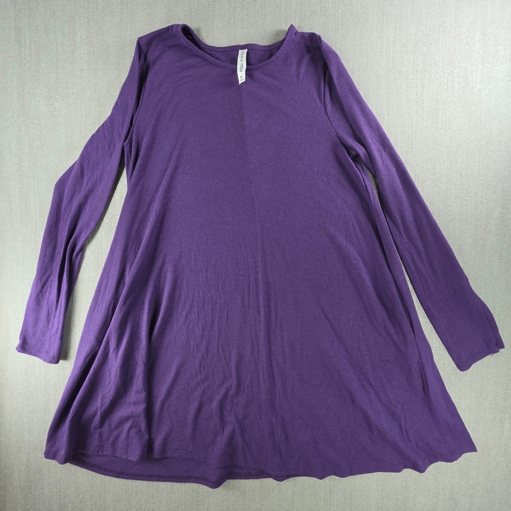 Zenana Premium Tunic Top Women‎ Medium Purple Long Sleeve Swing RT-9929P